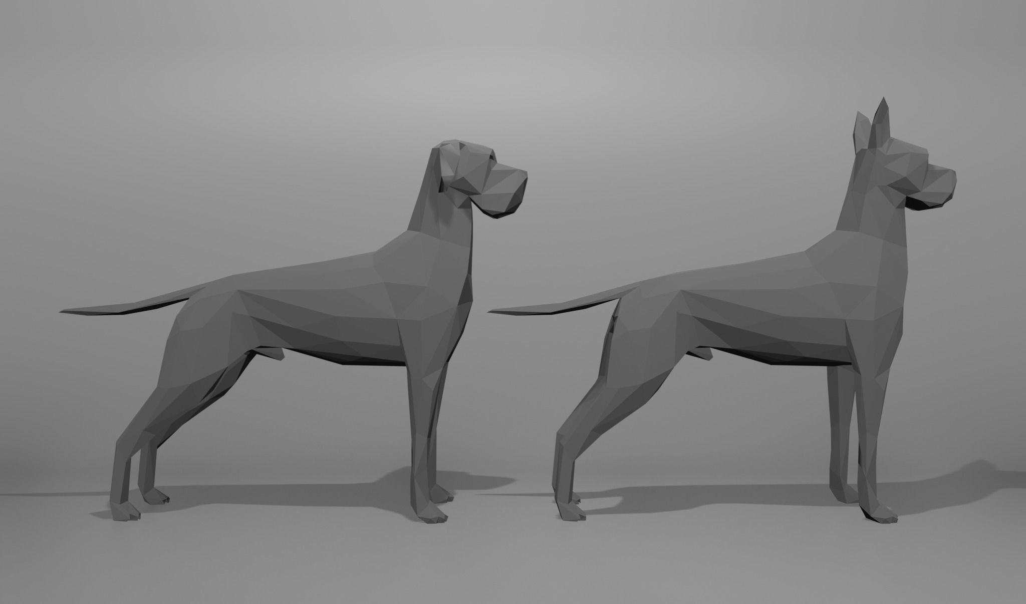 6 Dogs Great Dane - Dogue allemand Lowpoly 3D print model_2