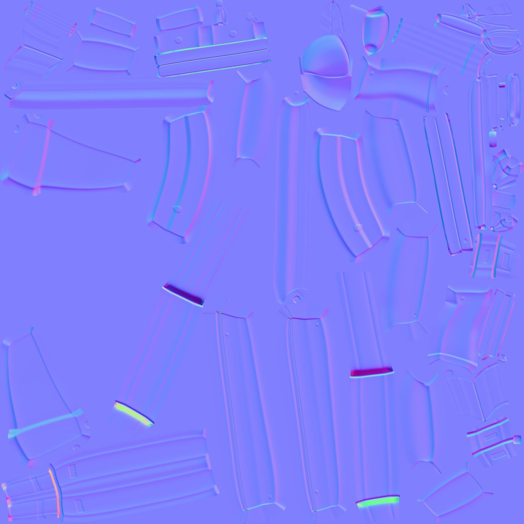 Sci-Fi Carbon Fiber AK-47 - Gun Weaponry Low-poly 3D model_28