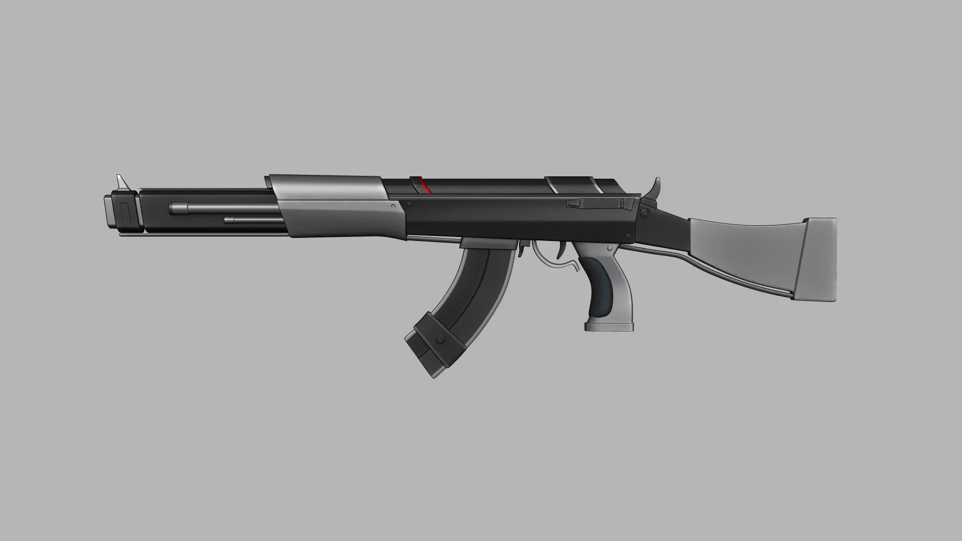 Sci-Fi Carbon Fiber AK-47 - Gun Weaponry Low-poly 3D model_0
