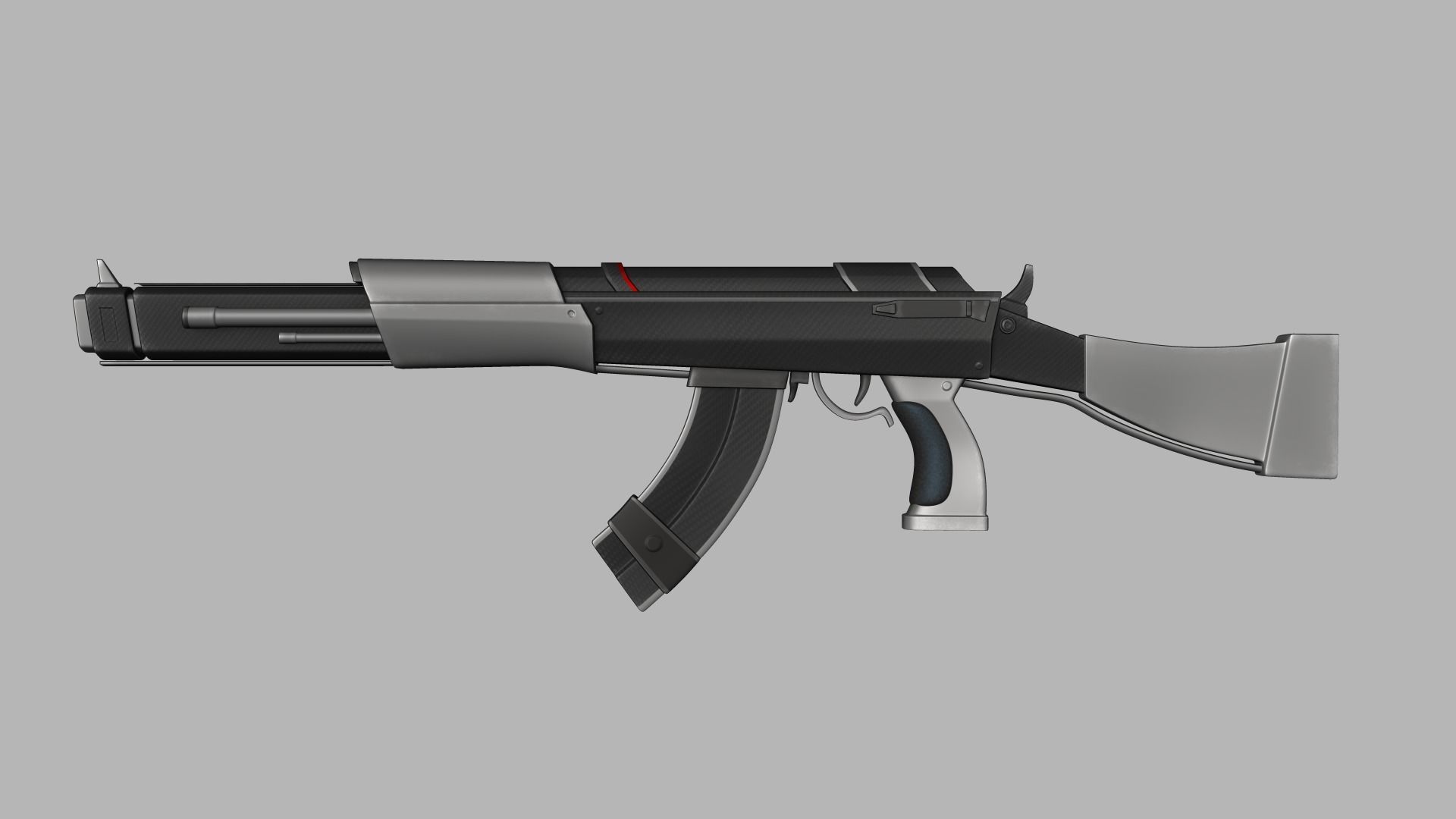 Sci-Fi Carbon Fiber AK-47 - Gun Weaponry Low-poly 3D model_4