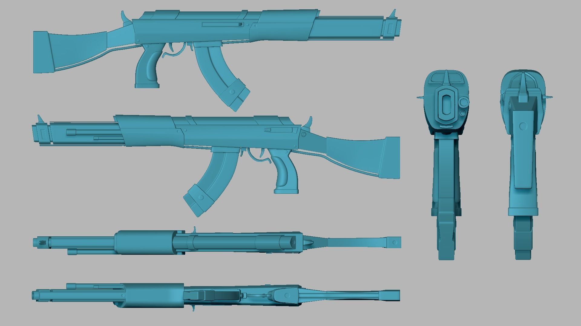 Sci-Fi Carbon Fiber AK-47 - Gun Weaponry Low-poly 3D model_17