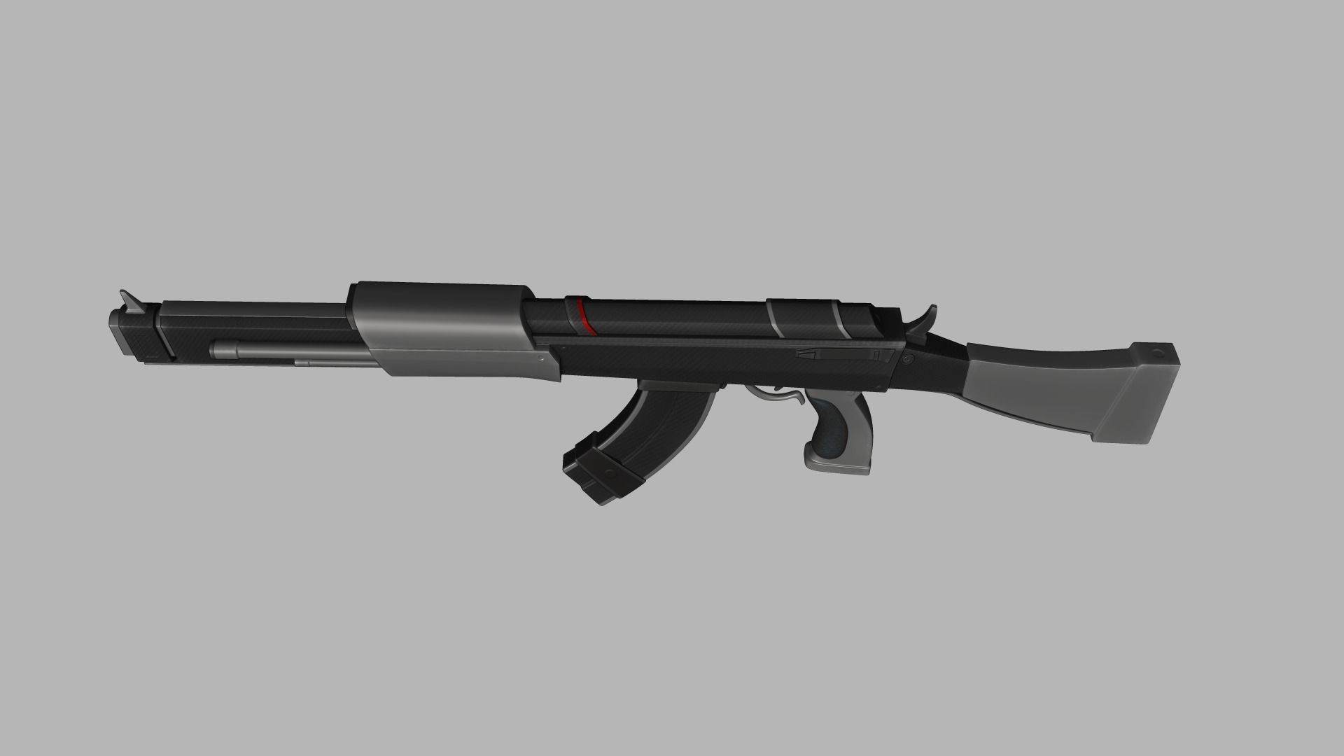 Sci-Fi Carbon Fiber AK-47 - Gun Weaponry Low-poly 3D model_12