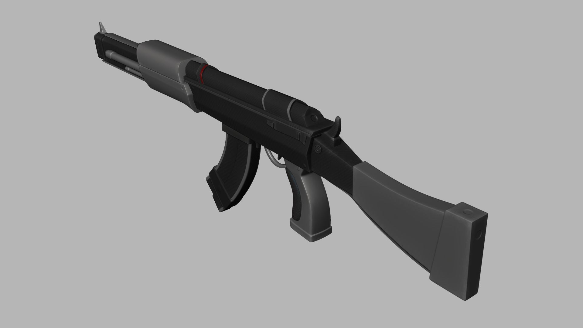 Sci-Fi Carbon Fiber AK-47 - Gun Weaponry Low-poly 3D model_3