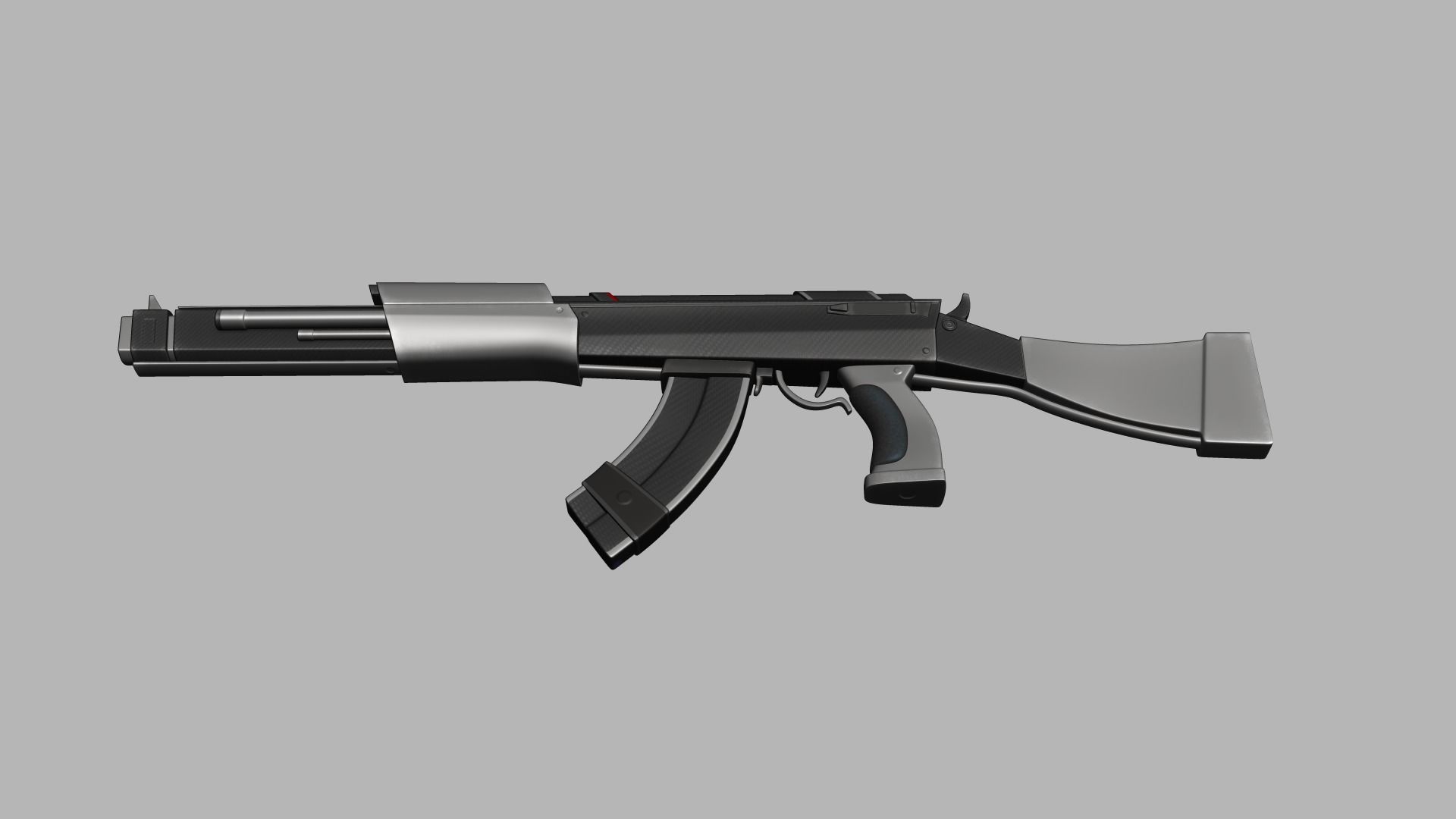 Sci-Fi Carbon Fiber AK-47 - Gun Weaponry Low-poly 3D model_13