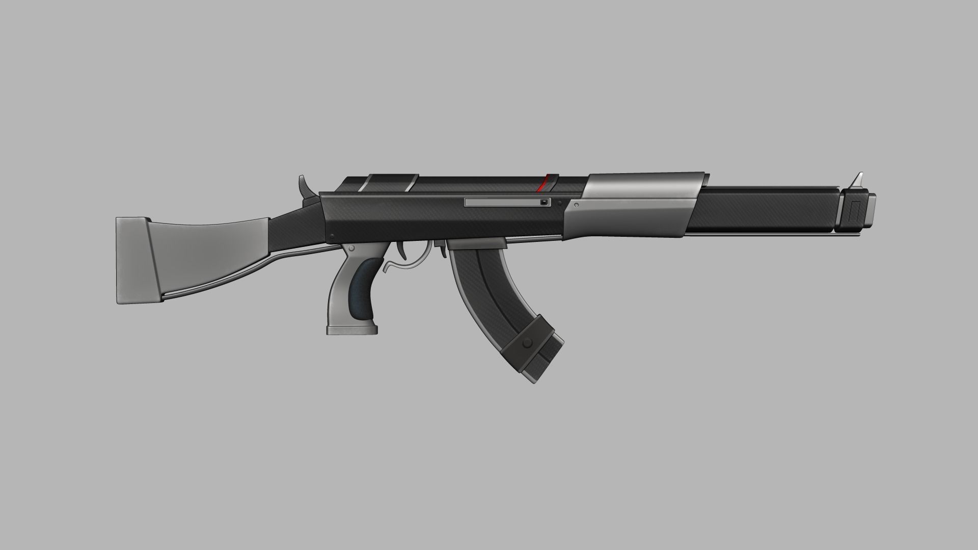 Sci-Fi Carbon Fiber AK-47 - Gun Weaponry Low-poly 3D model_5
