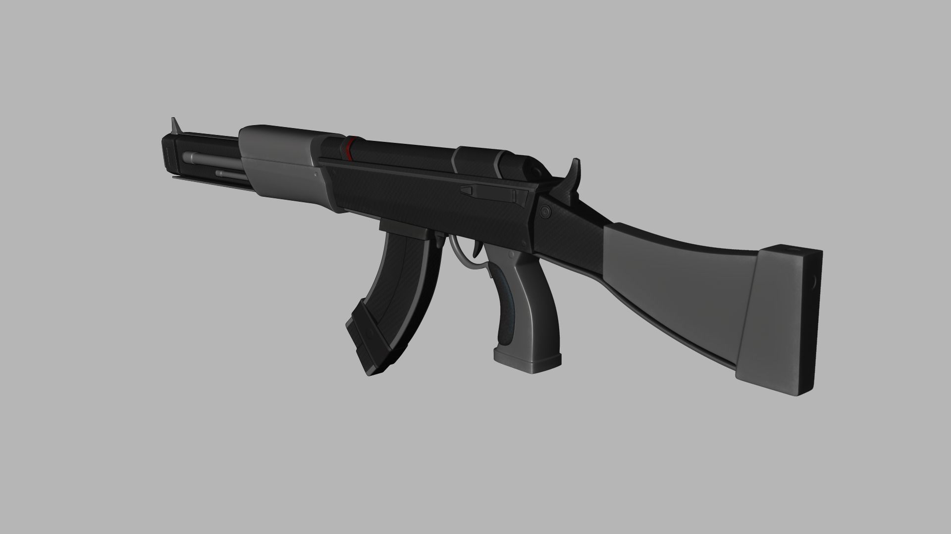 Sci-Fi Carbon Fiber AK-47 - Gun Weaponry Low-poly 3D model_8