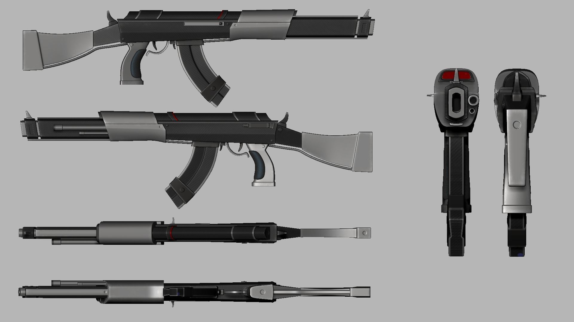 Sci-Fi Carbon Fiber AK-47 - Gun Weaponry Low-poly 3D model_16