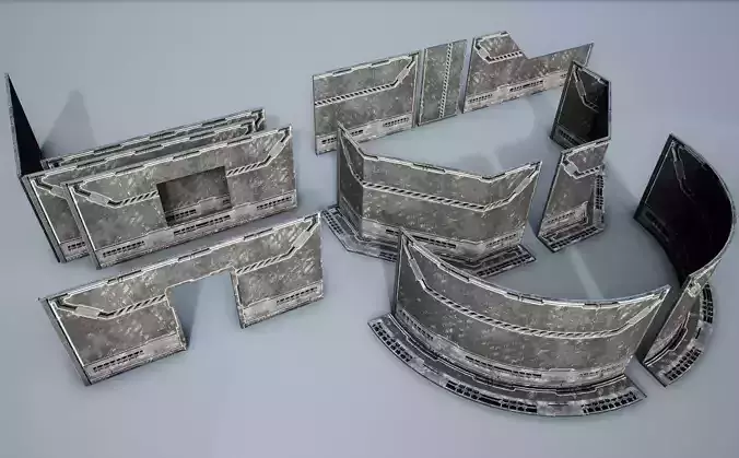 sci fi walls - modular Low-poly 3D model