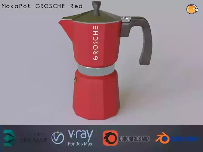 Moka Pot GROSCHE Milano Stovetop Espresso Maker Red