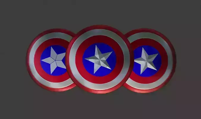Captain Americas Shield - 3 versions of star Free 3D model