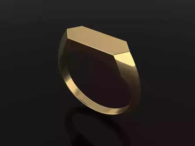 Dainty Long Hexagon Narrow Signet Ring Band 3D print model