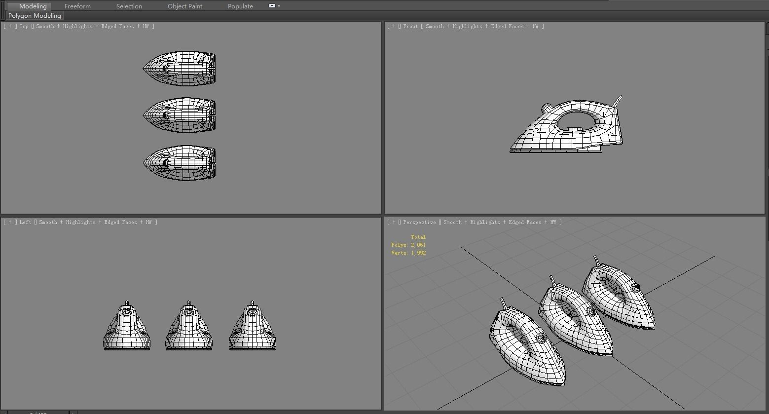 Cartoon electric iron - Ironing board in cleaning appliance Low-poly 3D model_5