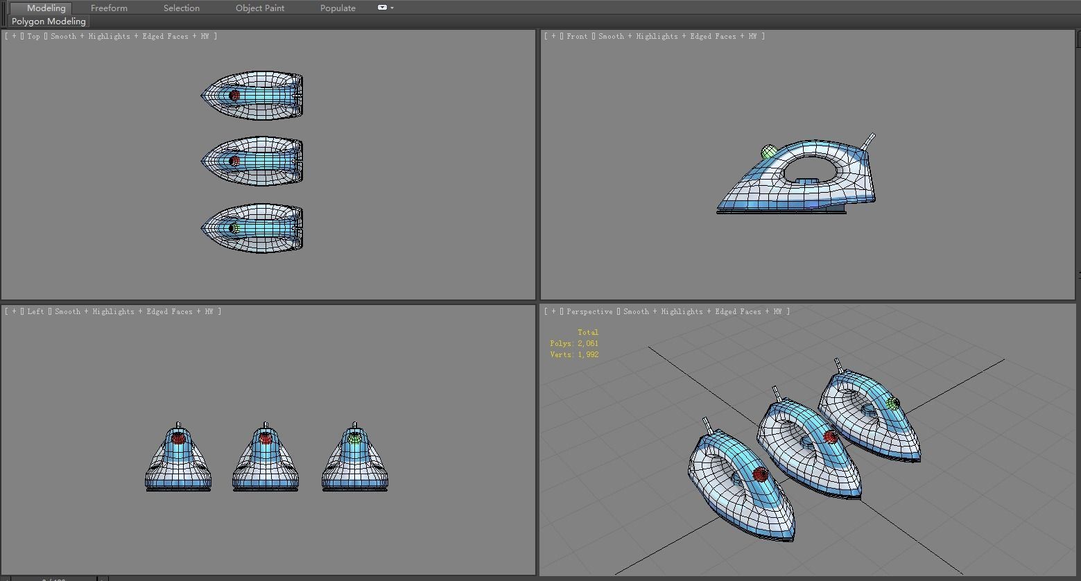 Cartoon electric iron - Ironing board in cleaning appliance Low-poly 3D model_4