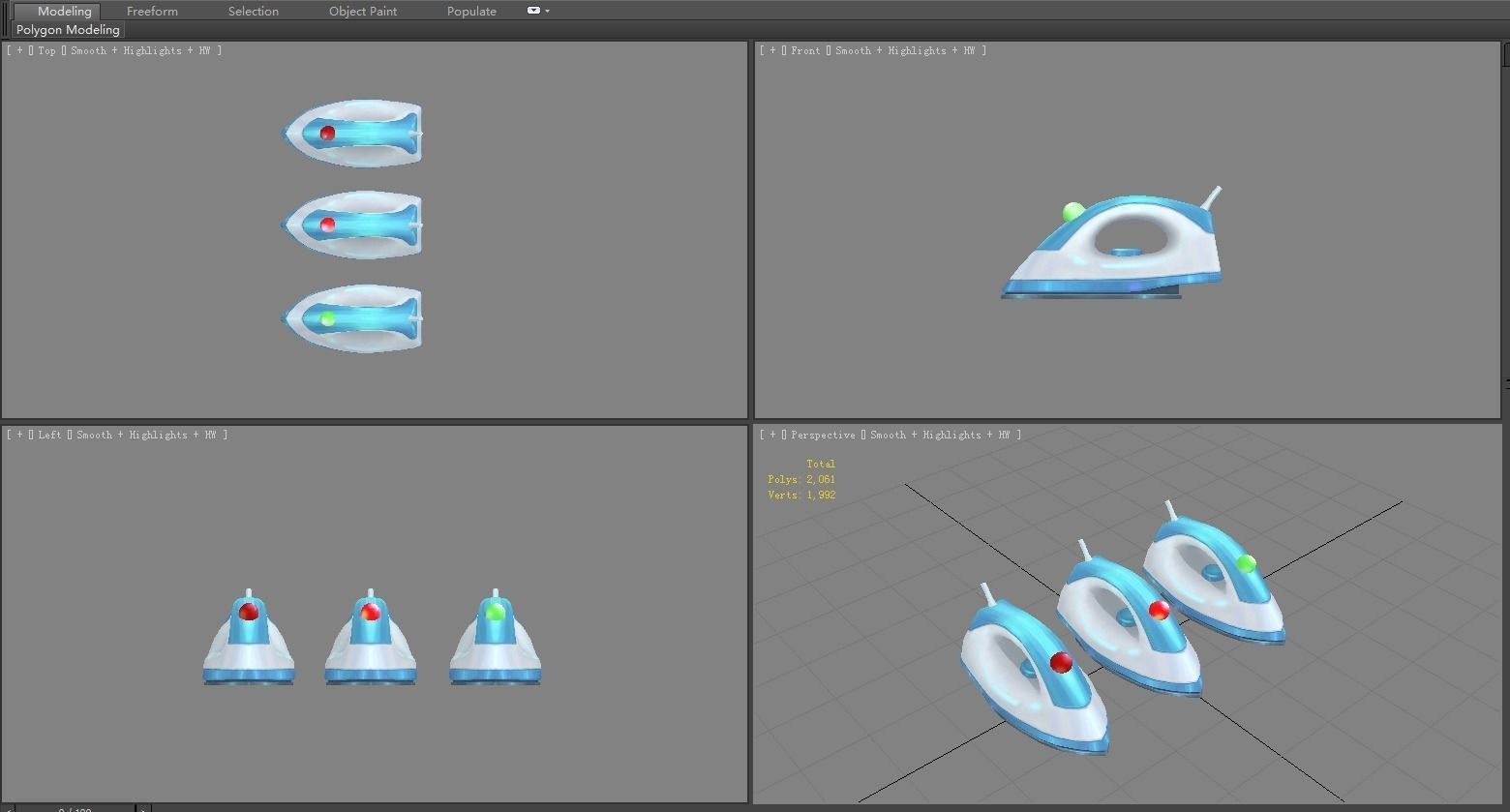 Cartoon electric iron - Ironing board in cleaning appliance Low-poly 3D model_3