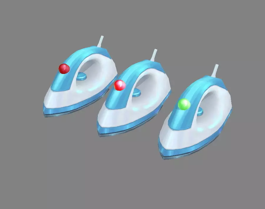 Cartoon electric iron - Ironing board in cleaning appliance Low-poly 3D model_0