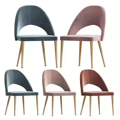 Modern Modrest Gloria Blue Antique Brass Dining Chair 3D model