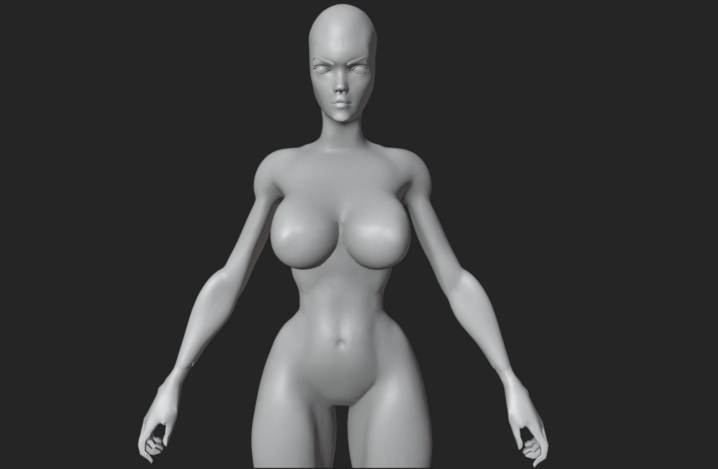 Basic female body model 3D model_1