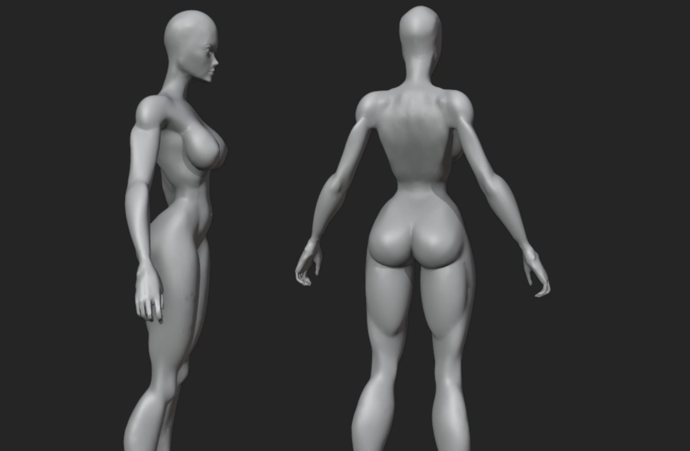 Basic female body model 3D model_3