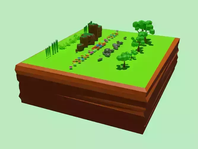 Trees Flowers Rocks and Grass