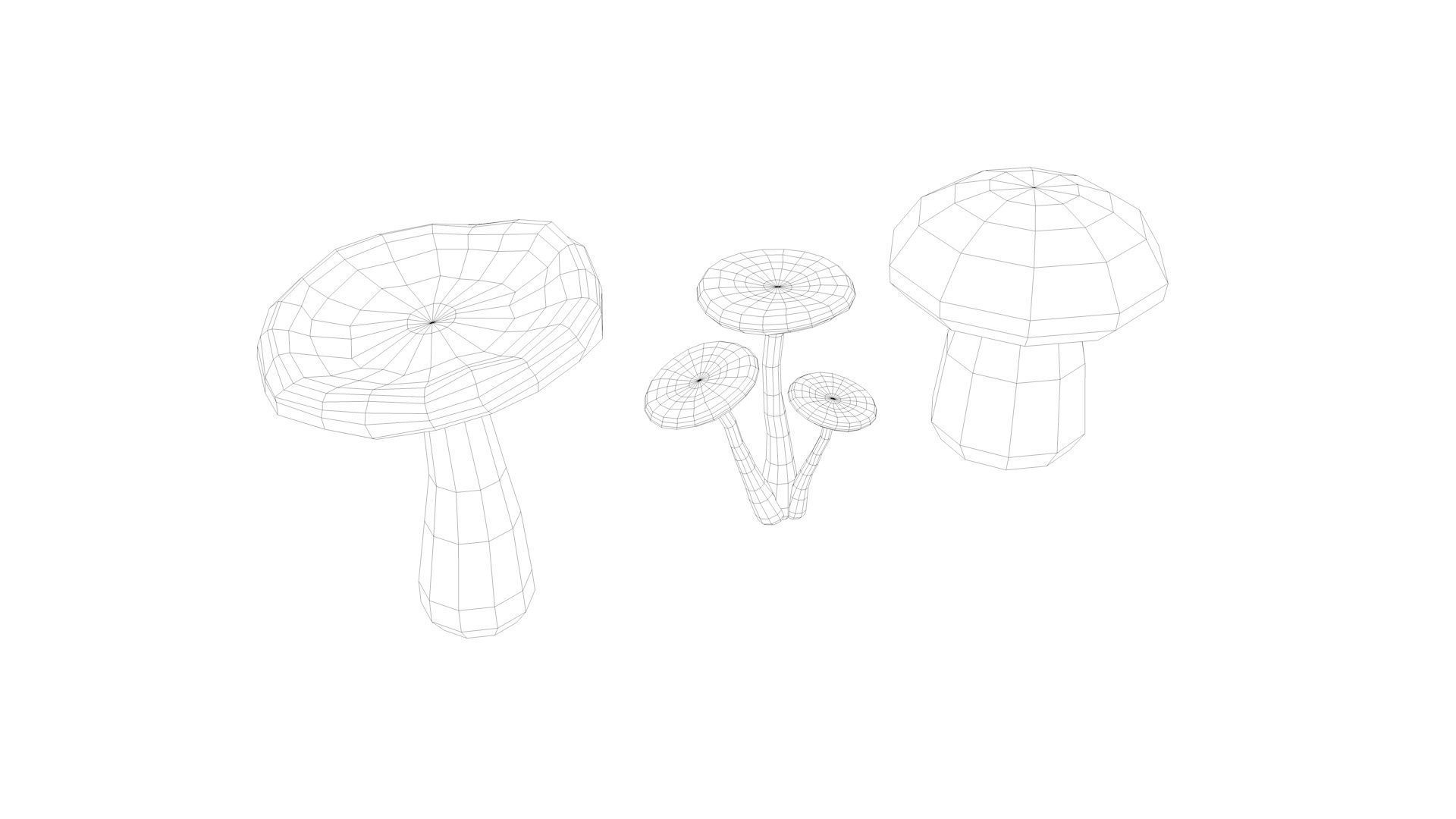 Mushrooms Low-poly 3D model_10