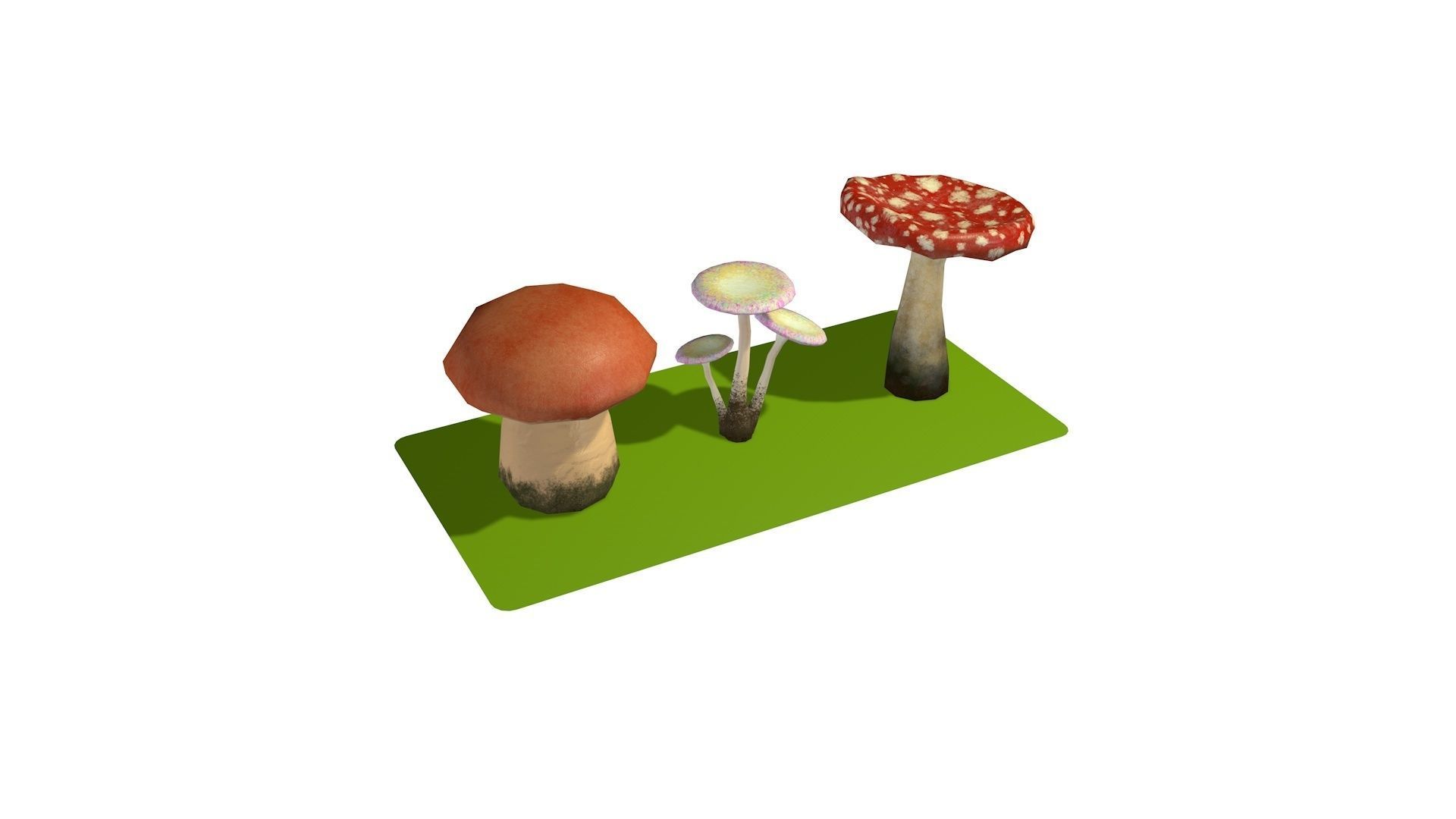 Mushrooms Low-poly 3D model_1
