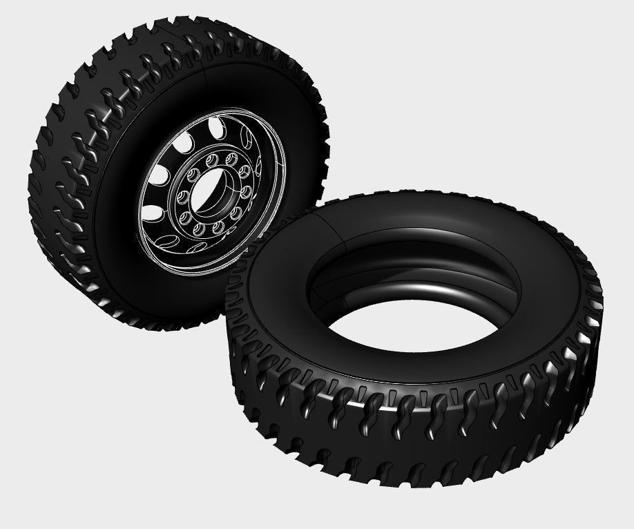 Printable 14th Scale hollow RC Truck Rear tyre print model 3D print model_1