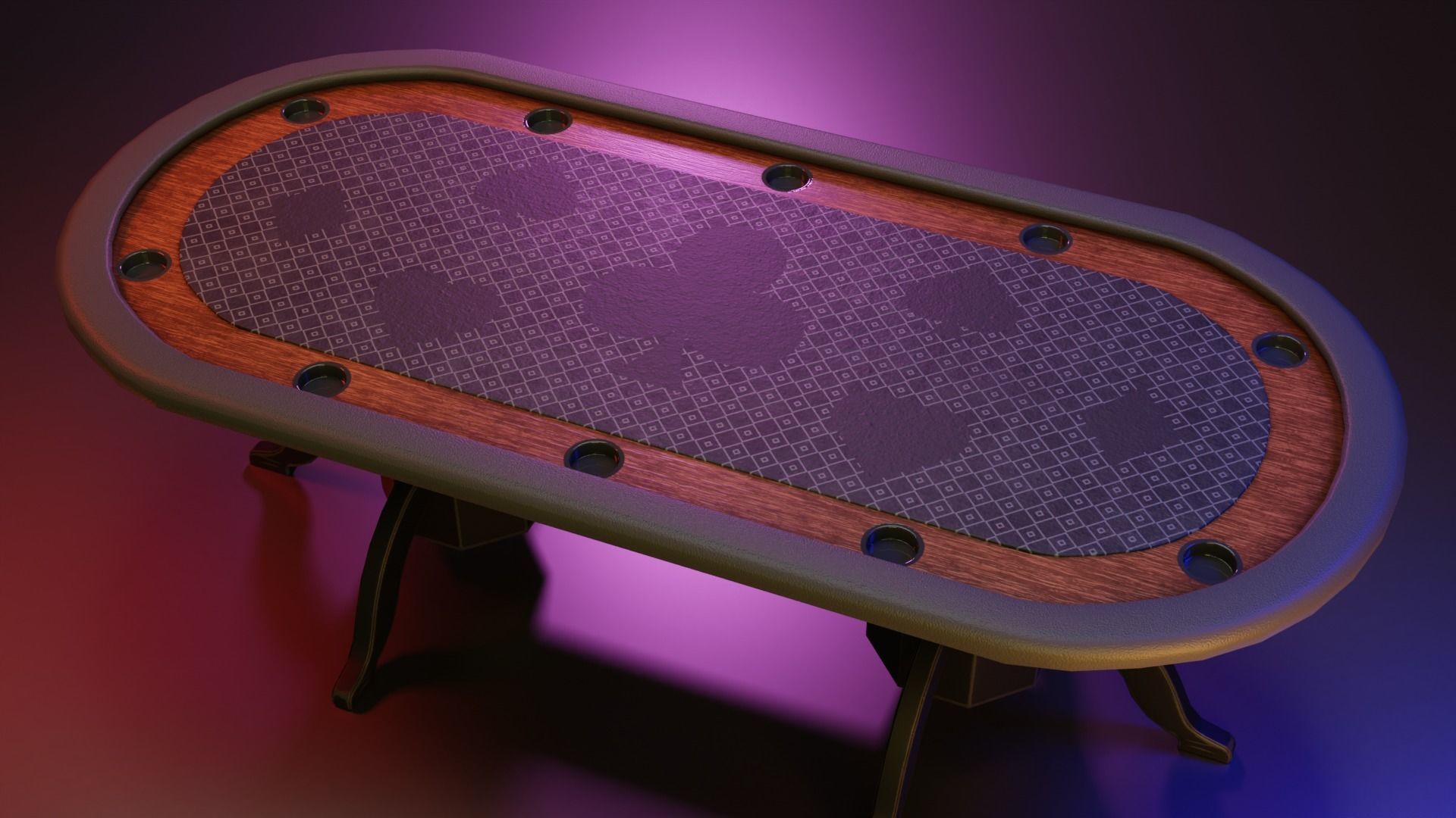 Poker table Low-poly 3D model_2