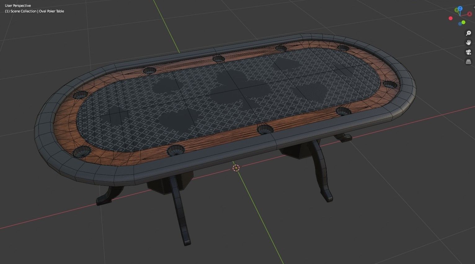 Poker table Low-poly 3D model_6