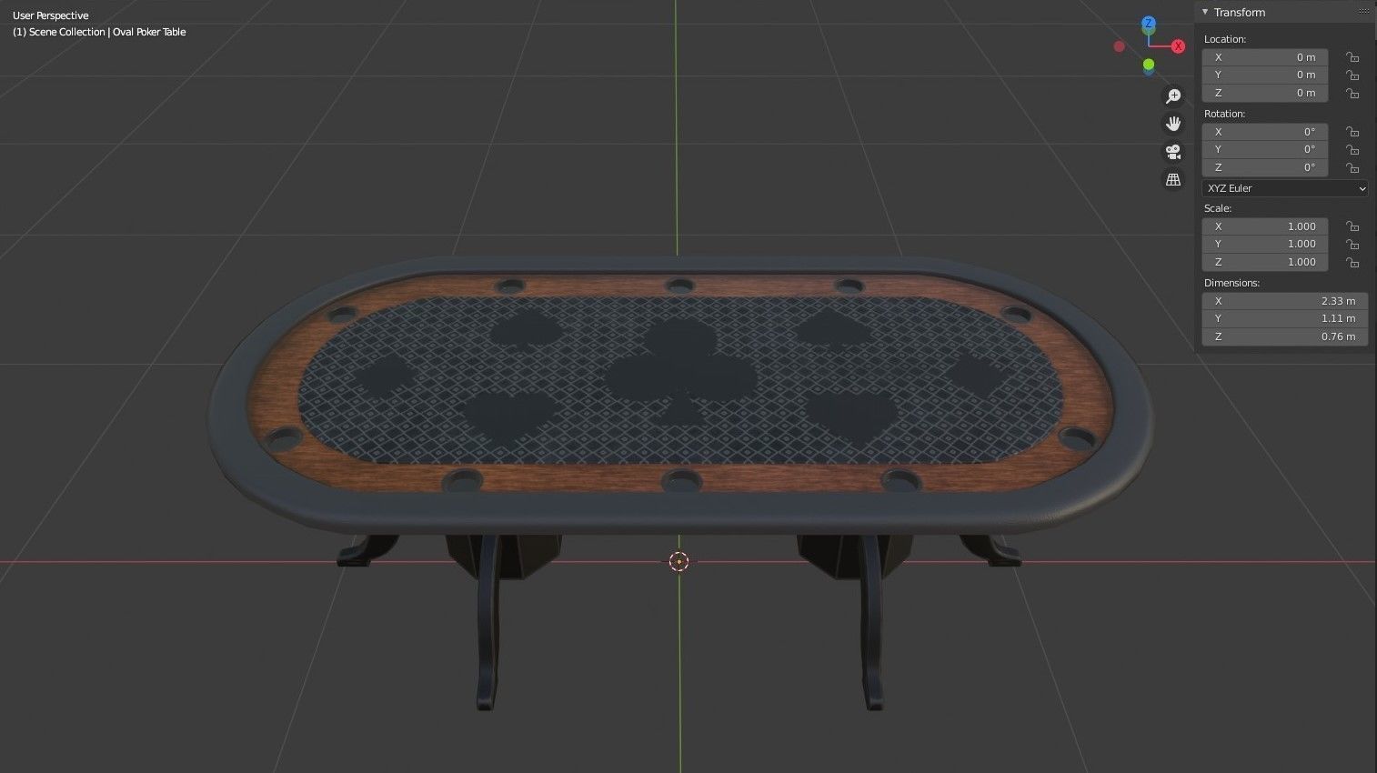 Poker table Low-poly 3D model_5