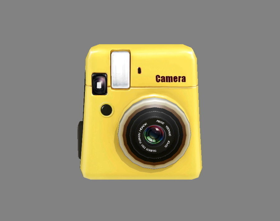 Cartoon Digital Camera - Yellow Low-poly 3D model_1
