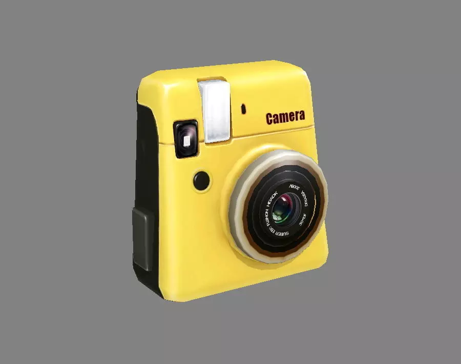 Cartoon Digital Camera - Yellow Low-poly 3D model_0