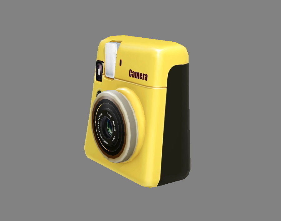 Cartoon Digital Camera - Yellow Low-poly 3D model_2