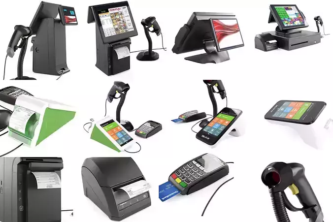  Online POS terminals and cash register equipment 3D Model Collection