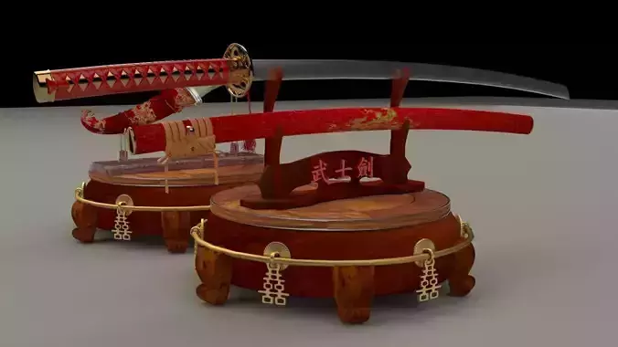 chinese display stand  with Japanese Samurai Sword 