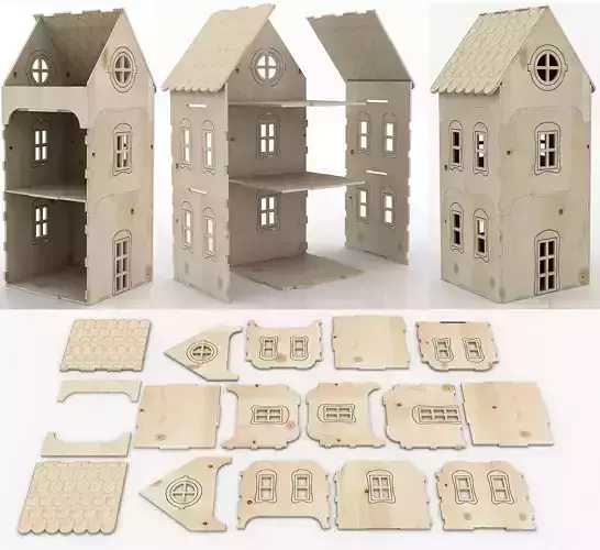 Doll House 3d model of cnc router Low-poly 3D model
