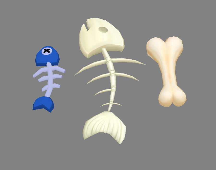 Cartoon Fish Bones - Kitchen waste Low-poly 3D model_2
