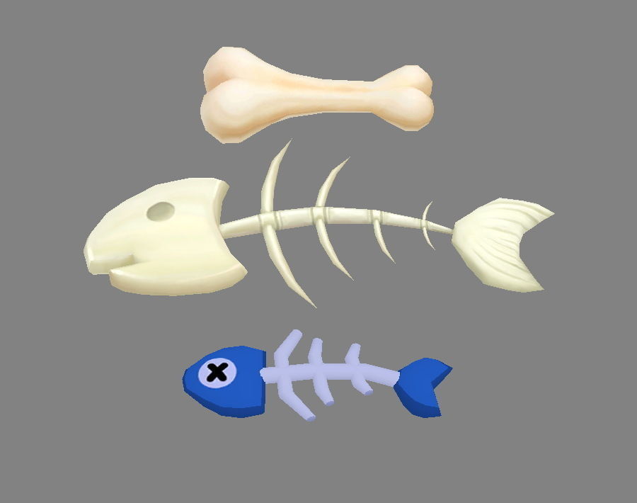 Cartoon Fish Bones - Kitchen waste Low-poly 3D model_1