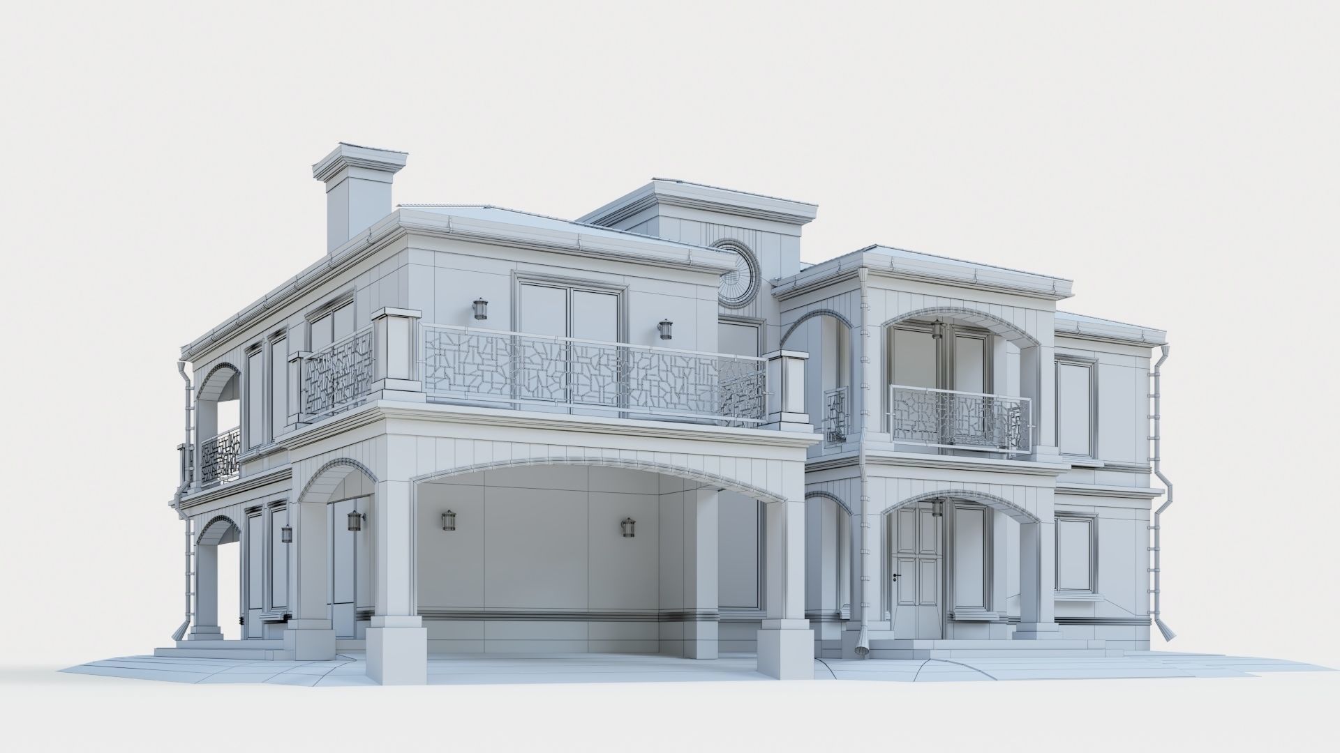 House in neoclassical style 3D model_29