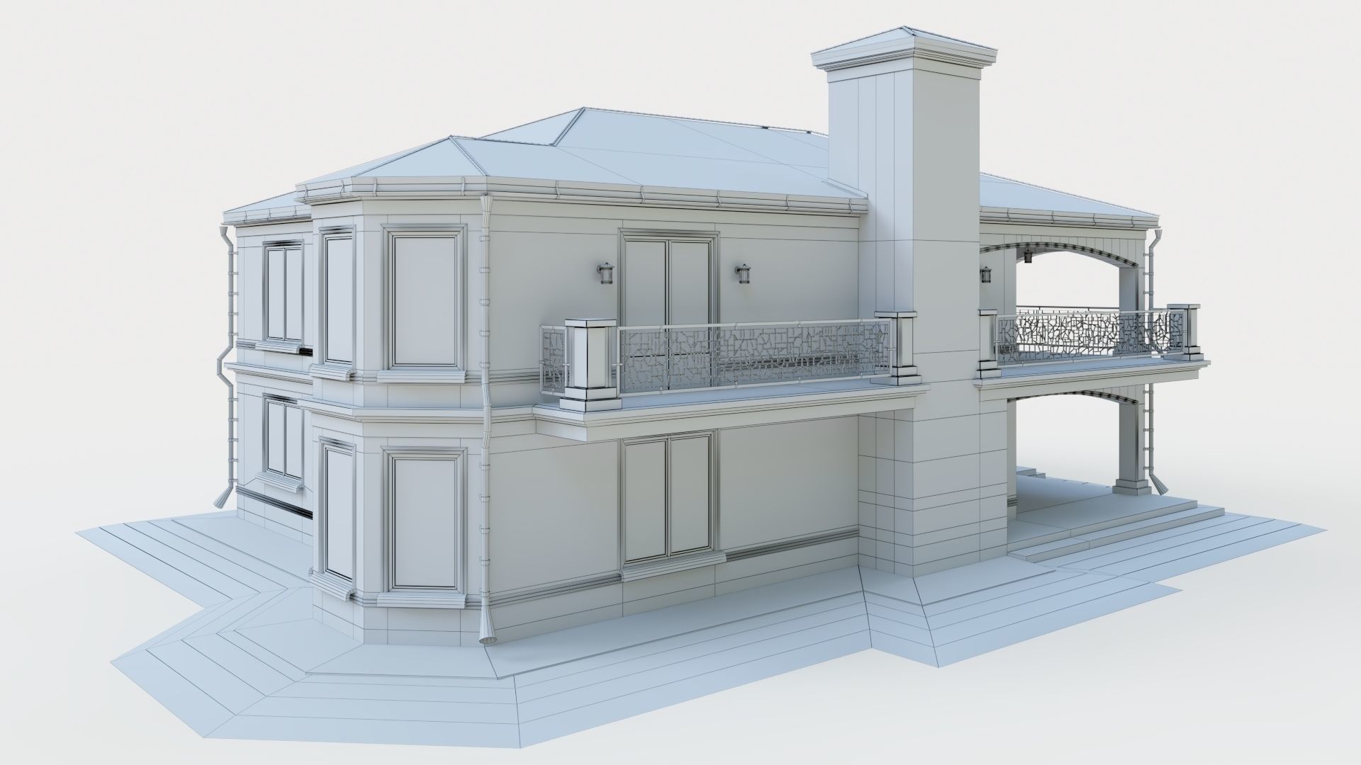 House in neoclassical style 3D model_25