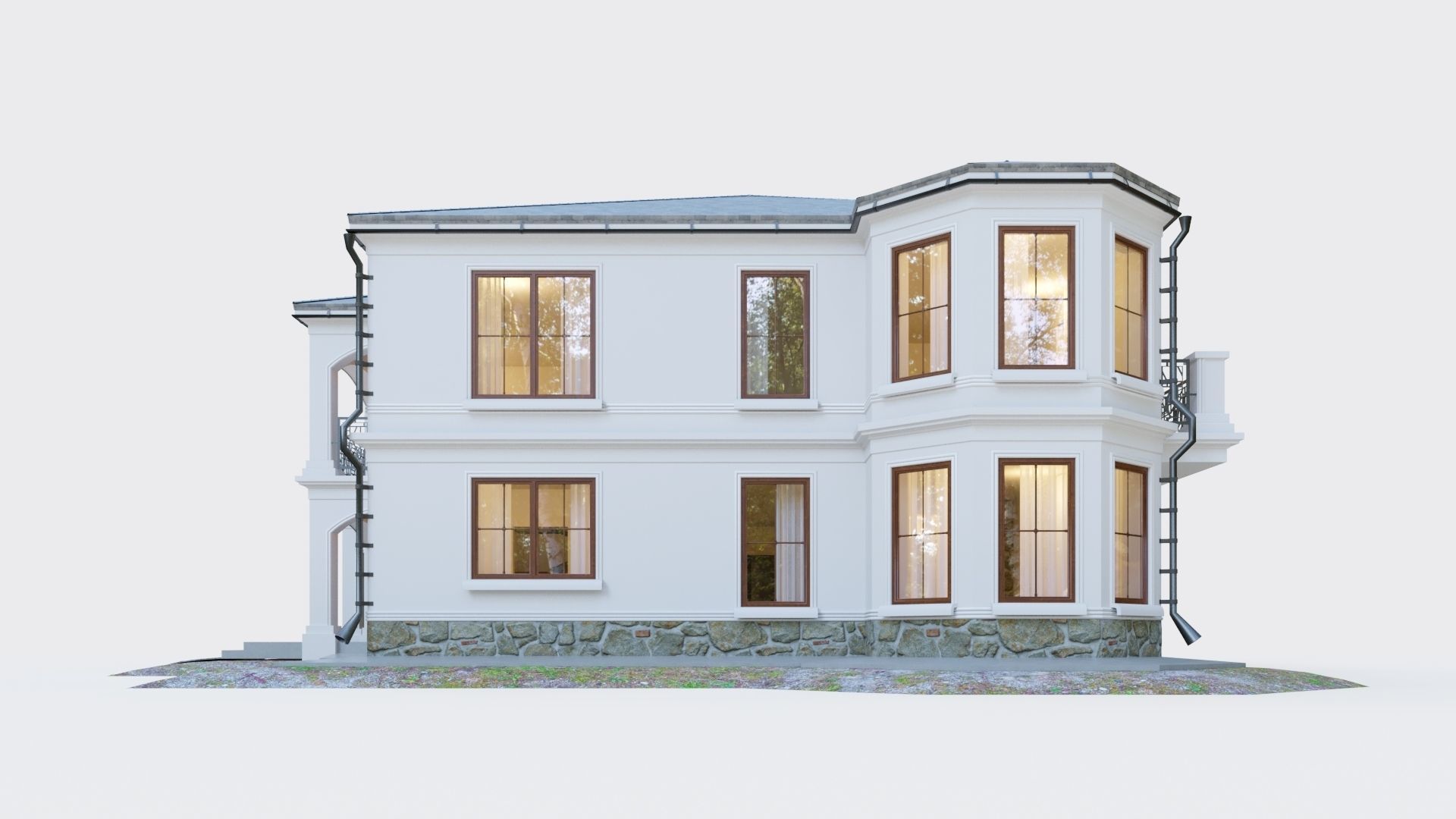 House in neoclassical style 3D model_2