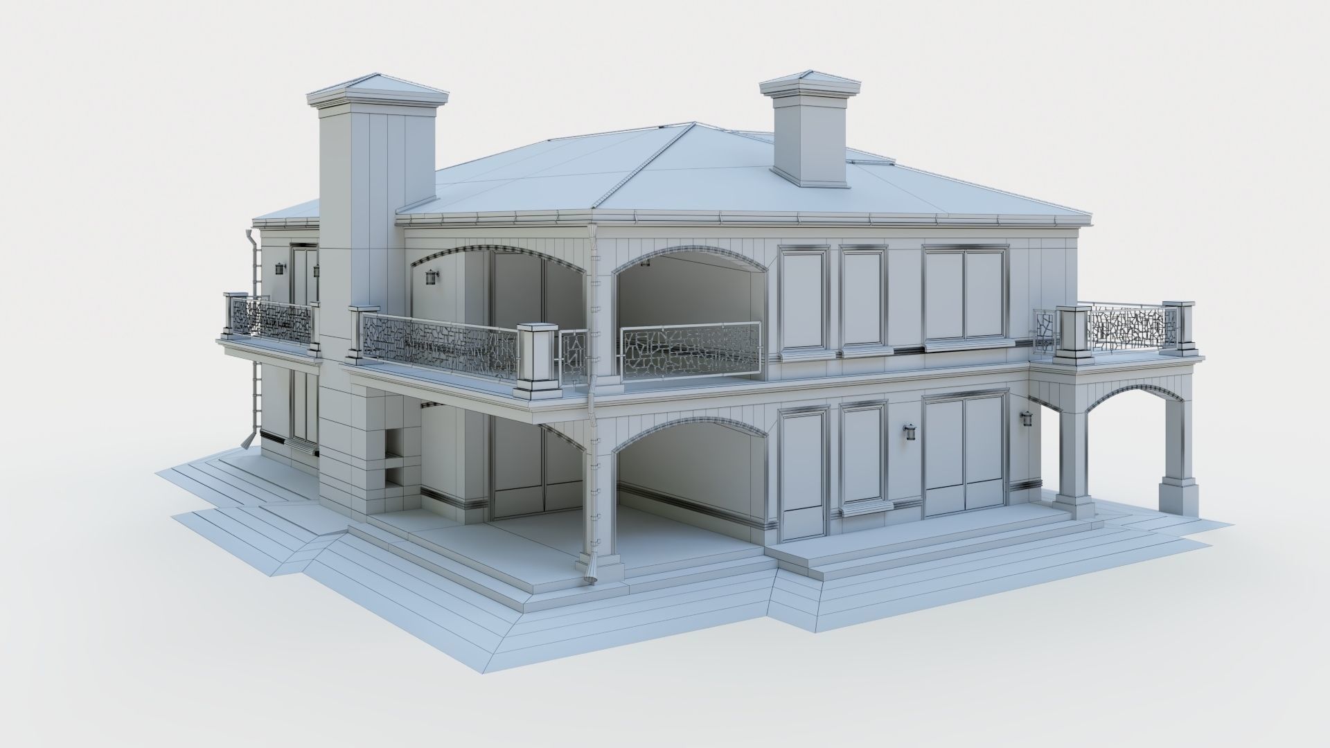 House in neoclassical style 3D model_32