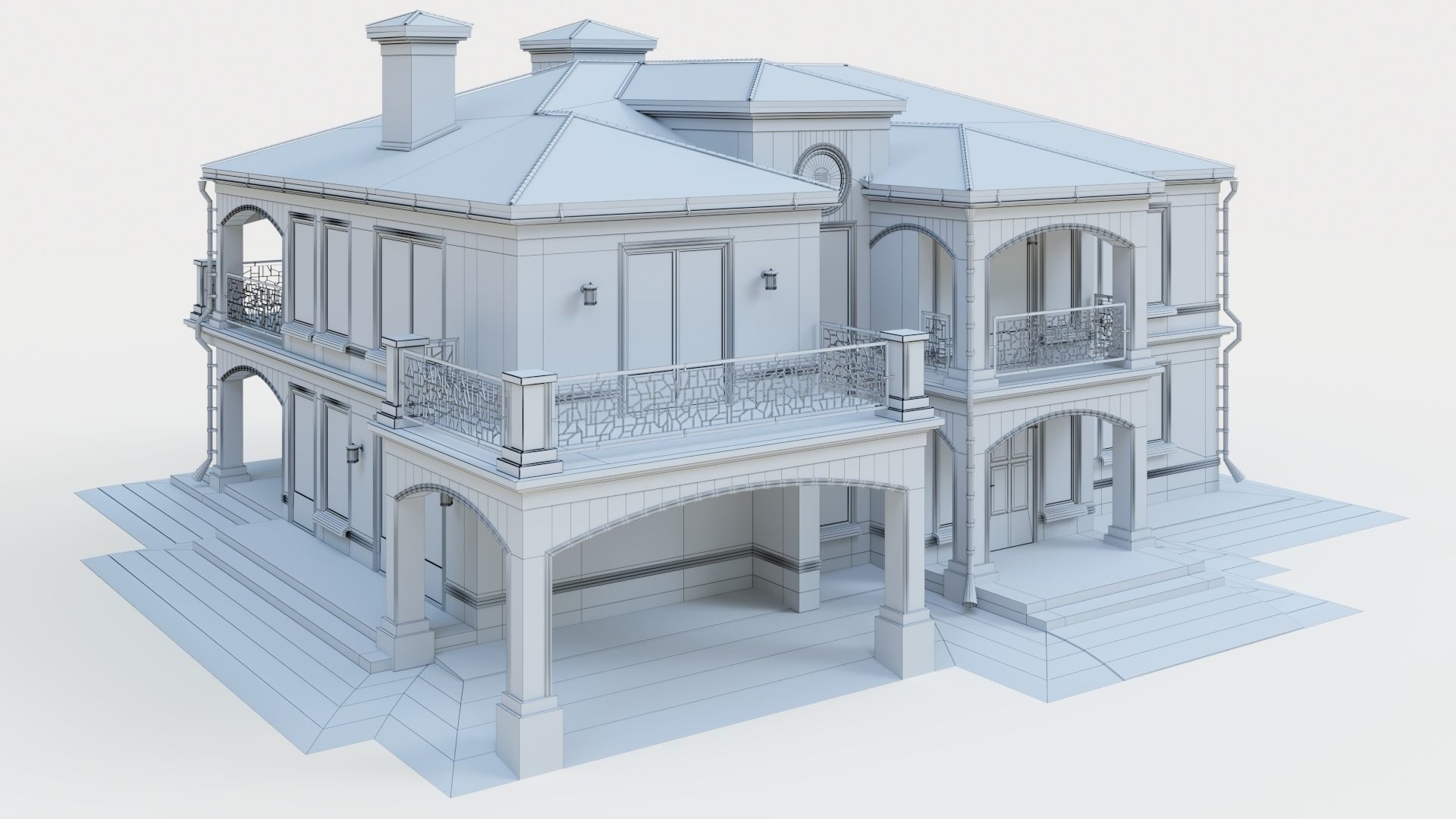 House in neoclassical style 3D model_30