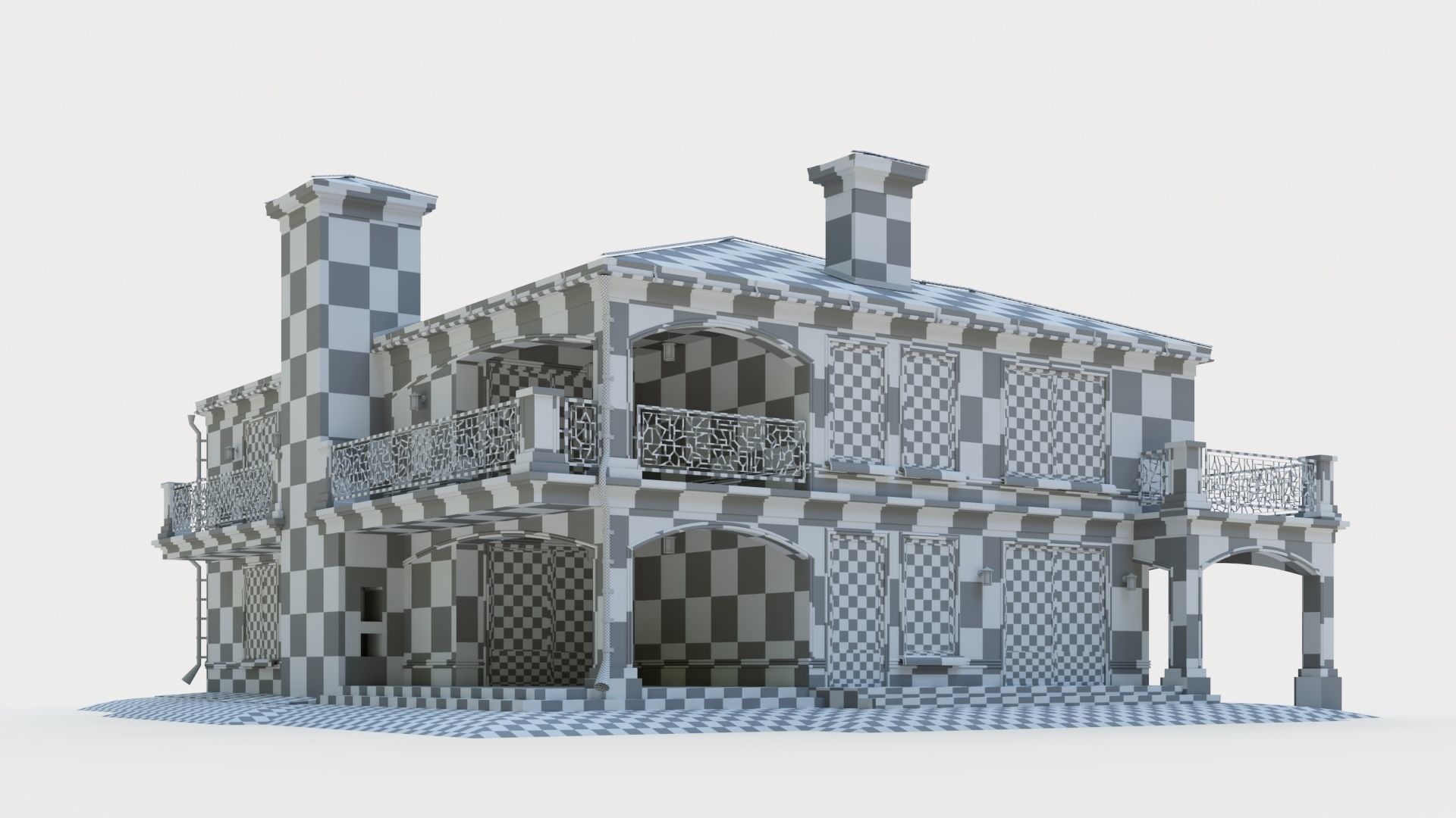 House in neoclassical style 3D model_16