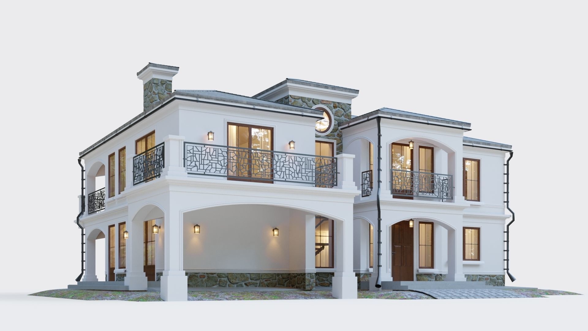 House in neoclassical style 3D model_7