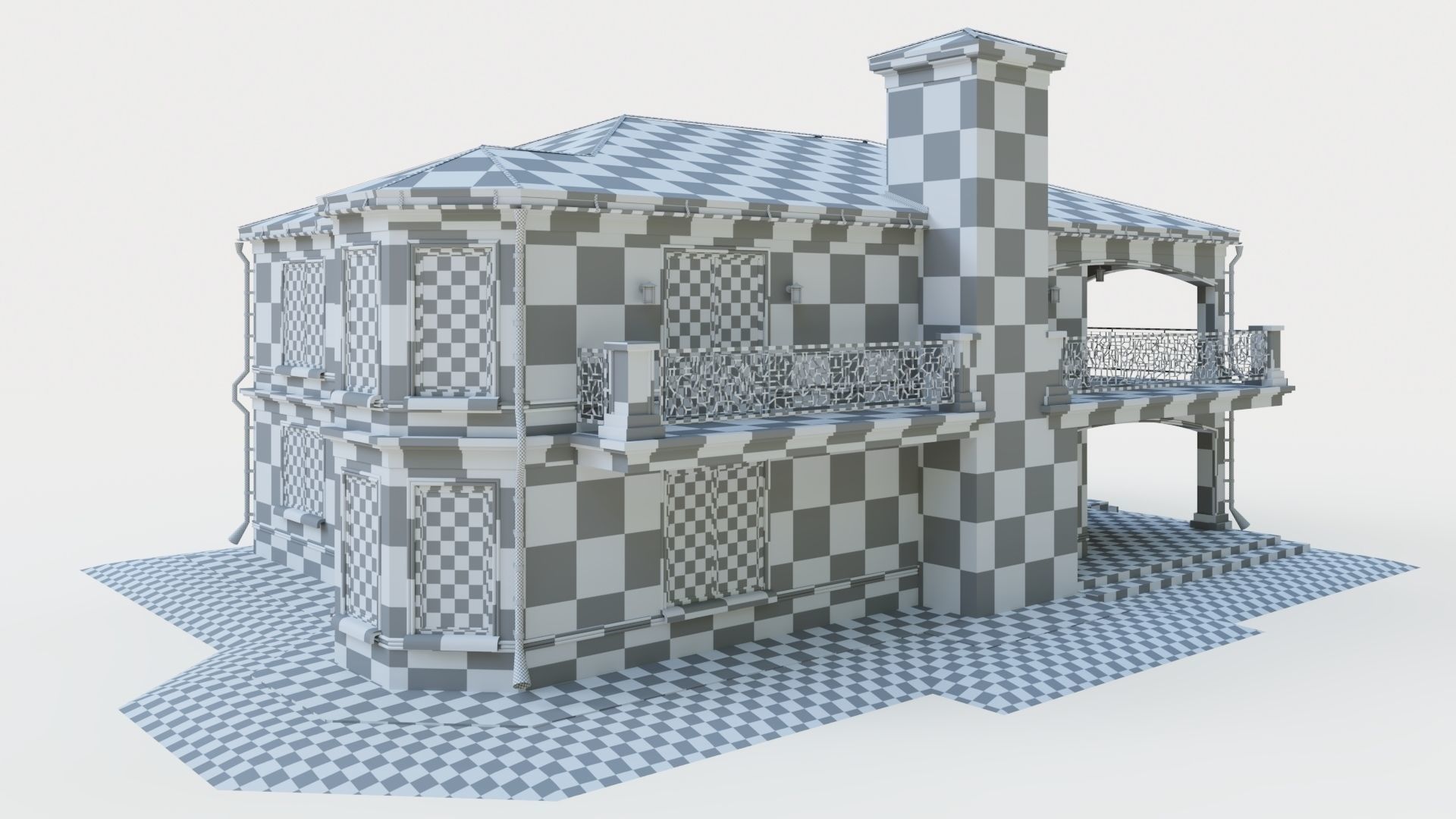 House in neoclassical style 3D model_14