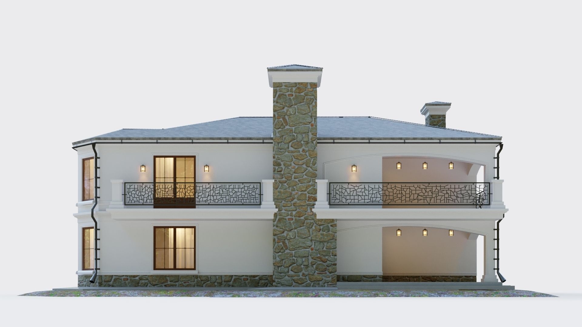 House in neoclassical style 3D model_4