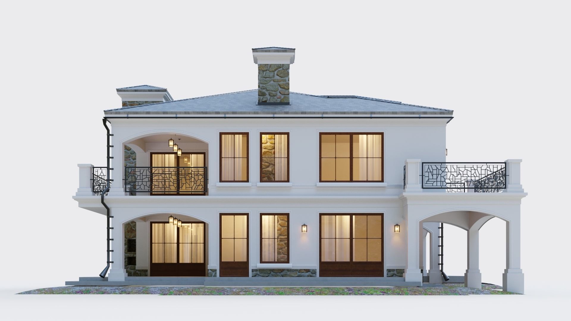House in neoclassical style 3D model_6