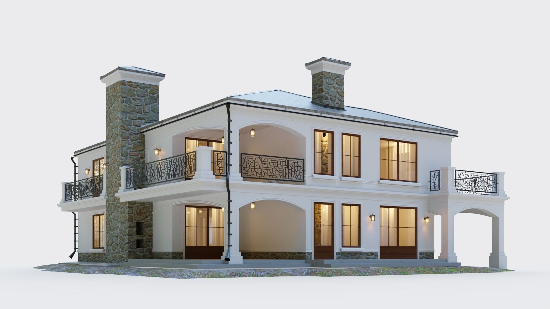 House in neoclassical style 3D model_5