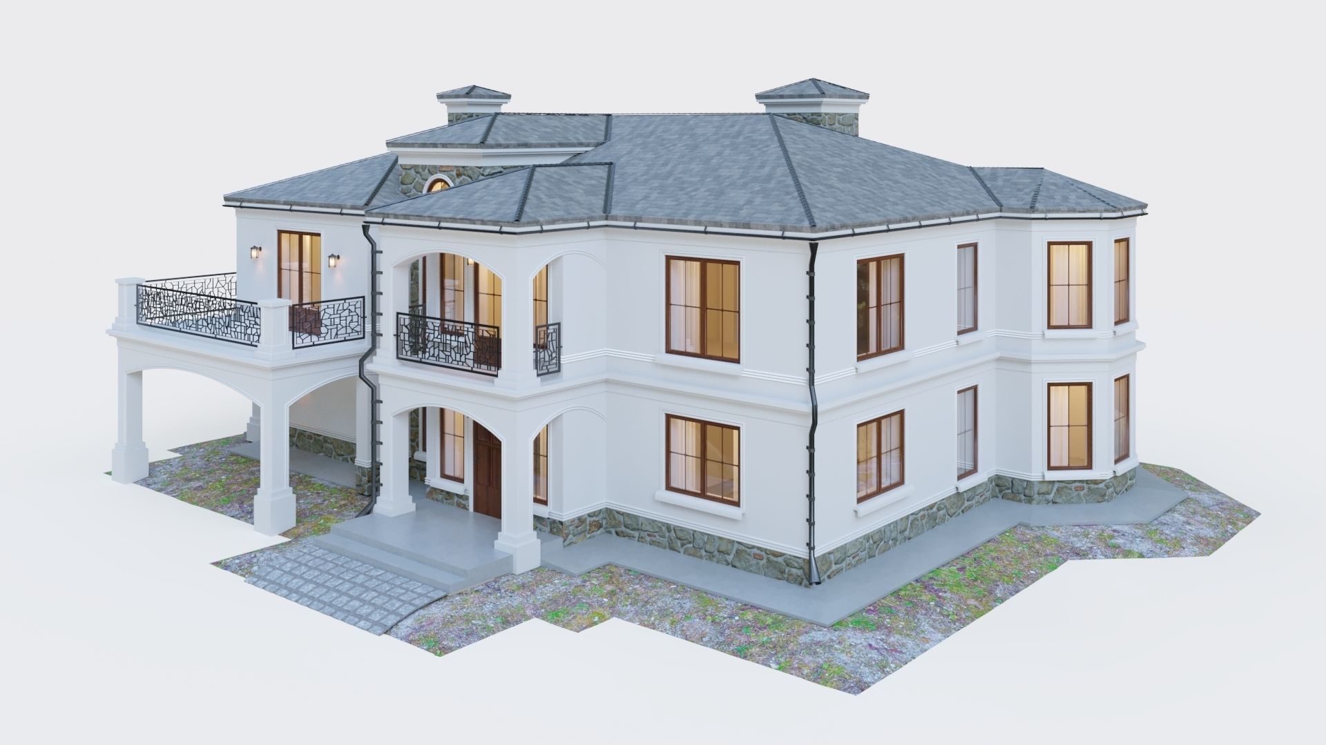 House in neoclassical style 3D model_9