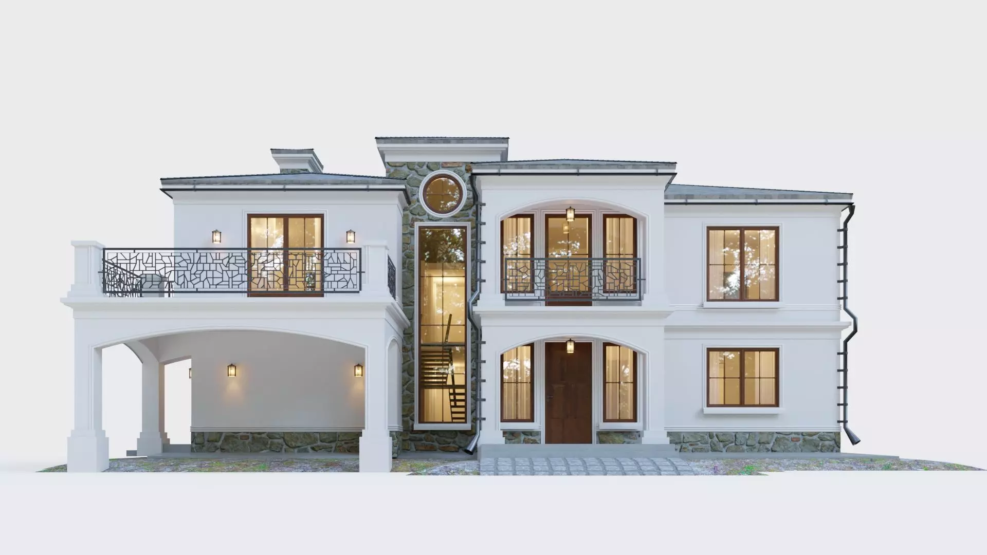 House in neoclassical style 3D model_0